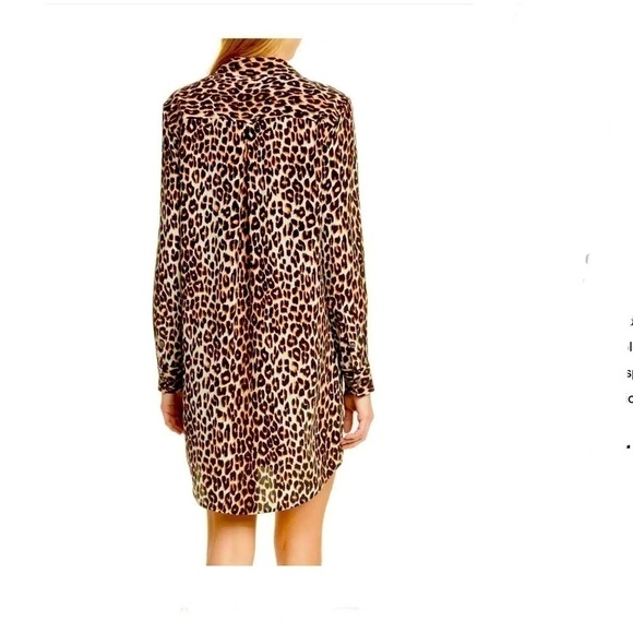 EQUIPMENT FEMME Essential silk button down shirt dress natural leopard medium - Picture 2 of 8